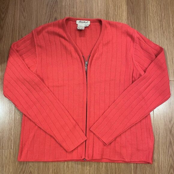 NWOT Eddie Bauer Knit Sweater Zip-Up in Pink - M - Picture 2 of 10